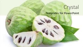  Presentation with fruit - Presentation theme enhanced with custard-apples-or-cherimoya-fruits background and a soft green colored foreground