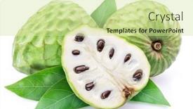  Presentation with fruit - Slide set enhanced with custard-apples-or-cherimoya-fruits background and a soft green colored foreground