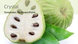  Presentation with fruit - Slide set consisting of custard-apples-or-cherimoya-fruits background and a soft green colored foreground