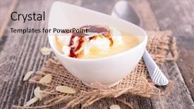  Presentation with cream - Audience pleasing slides consisting of custard cream egg and caramel backdrop and a  colored foreground