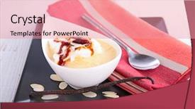  Presentation with egg - Beautiful presentation featuring custard cream with whipped egg whites backdrop and a coral colored foreground