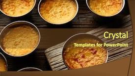  Presentation with creme caramel dessert - Theme featuring custard creme caramel flan dessert background and a  colored foreground