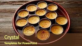  Presentation with creme caramel dessert - Slides featuring custard creme caramel flan dessert background and a  colored foreground