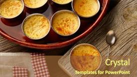  Presentation with creme caramel dessert - Amazing theme having custard creme caramel flan dessert backdrop and a  colored foreground