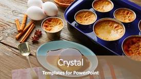  Presentation with creme caramel dessert - Beautiful PPT layouts featuring custard creme caramel flan dessert backdrop and a  colored foreground