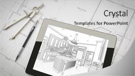  Presentation with kitchen - Audience pleasing slide set consisting of custom - computer tablet showing kitchen illustration backdrop and a light gray colored foreground