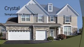  Presentation with garage car - Colorful slide deck enhanced with custom cars - home in suburbs with three backdrop and a teal colored foreground