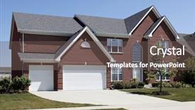  Presentation with garage car - Slide set with custom cars - red brick home in suburbs background and a tawny brown colored foreground