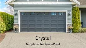  Presentation with garage car - Colorful presentation theme enhanced with custom cars - two-car garage on a sunny backdrop and a soft green colored foreground