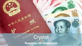  Presentation with custom - Slide deck enhanced with custom check - chinese passport and chinese yuan background and a light blue colored foreground