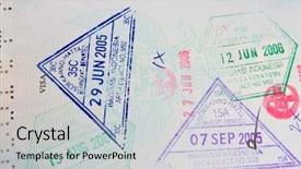 Presentation with stamps - Cool new presentation theme with custom check - colorful passport stamps of jakarta backdrop and a light gray colored foreground