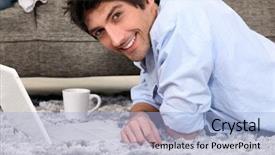  Presentation with custom - Colorful presentation theme enhanced with custom check - man lying on carpet backdrop and a  colored foreground