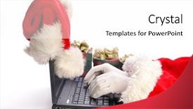  Presentation with santa claus and reindeers - Cool new presentation with custom check - santa claus typing using laptop backdrop and a white colored foreground