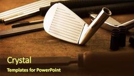  Presentation with shaft - Cool new slides with custom golf club making shiny backdrop and a tawny brown colored foreground