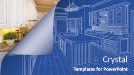 Presentation with curling - Slide set with custom-kitchen-blueprint-drawing background and a ocean colored foreground