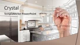  Presentation with kitchen design - Beautiful PPT theme featuring custom kitchen design with gradation backdrop and a lemonade colored foreground