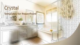  Presentation with brush stroke - Presentation design with custom master bathroom design drawing background and a lemonade colored foreground