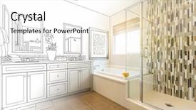  Presentation with custom - Presentation theme featuring custom master bathroom design drawing background and a white colored foreground