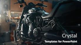  Presentation with motorcycle service workshop - Slide deck enhanced with custom-motorcycle-in-authentic-creative background and a wine colored foreground