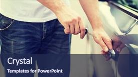  Presentation with car key - Presentation design with unlock customer - transportation and ownership concept background and a navy blue colored foreground