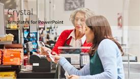  Presentation with together - Theme enhanced with customer-and-cashier-together-check background and a coral colored foreground