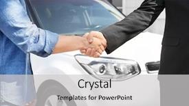  Presentation with shaking hands - Amazing presentation theme having customer and salesman shaking hands backdrop and a light gray colored foreground
