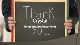  Presentation with slate - Slide set with customer appreciation - hands of men holding background and a dark gray colored foreground