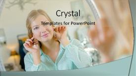  Presentation with ears - Presentation theme enhanced with customer appreciation - lady holding earrings to ears background and a mint green colored foreground