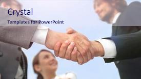  Presentation with appreciation business - Presentation enhanced with customer appreciation - team looking at a business background and a sky blue colored foreground