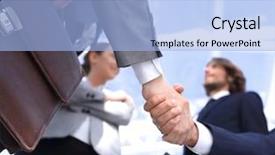  Presentation with appreciation business - Slide set with customer appreciation - team looking at a business background and a light blue colored foreground