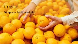  Presentation with supermarket - PPT theme with customer-at-the-fruit background and a gold colored foreground