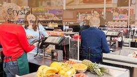  Presentation with nfc - PPT layouts with customer-at-the-supermarket-cashier background and a coral colored foreground