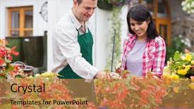  Presentation with plants - Beautiful presentation featuring customer being shown plants by garden center employee backdrop and a coral colored foreground