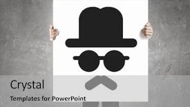  Presentation with emoticon bergerak - PPT theme with customer blank face - man show banner with emoticon background and a  colored foreground