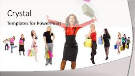  Presentation with fun - Presentation having customer blank face - women shopping spending is fun background and a  colored foreground