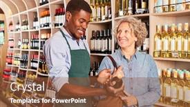  Presentation with wine - Cool new theme with customer-buying-wine-gets-advice backdrop and a tawny brown colored foreground