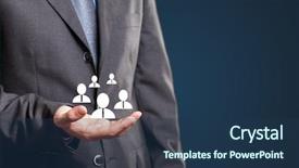  Presentation with holding people in hands - Amazing presentation theme having customer care - businessman holding people in his backdrop and a ocean colored foreground