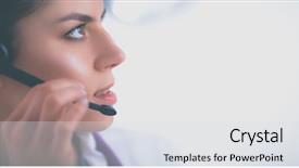  Presentation with laptop computers around the world backgroun - Colorful PPT layouts enhanced with customer care - doctor wearing headset sitting behind backdrop and a light gray colored foreground