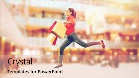  Presentation with people mall - Slide set enhanced with customer center - sale motion and people concept background and a  colored foreground