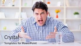  Presentation with diet - Slide deck having customer complain - man on diet waiting background and a light blue colored foreground