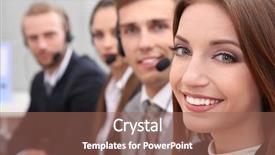  Presentation with call center agent reporting - Colorful slide deck enhanced with customer complaints - call center operators at work backdrop and a coral colored foreground