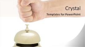  Presentation with bell service - PPT theme consisting of customer concept - fist hitting service background and a lemonade colored foreground