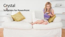  Presentation with internet of thing - Cool new slides with customer connect - beautiful woman sitting backdrop and a white colored foreground