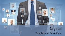  Presentation with blue business - Presentation theme enhanced with customer connect - corporate business people and cooperation background and a teal colored foreground