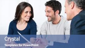  Presentation with investments - Theme featuring customer dealings - financial consultant presents bank investments background and a ocean colored foreground