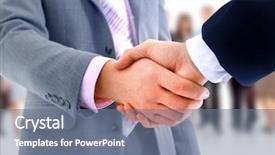  Presentation with handshake - Colorful PPT theme enhanced with customer dealings - handshake isolated over business background backdrop and a gray colored foreground