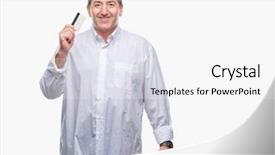  Presentation with credit cooperative - Cool new PPT theme with customer delight - handsome senior man holding credit backdrop and a white colored foreground