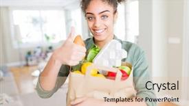  Presentation with paper bag - Beautiful PPT theme featuring customer excellence - young african american girl holding backdrop and a lemonade colored foreground