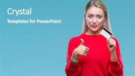  Presentation with blonde holding magnifying glass - Amazing theme having customer excellence - young blonde woman holding credit backdrop and a teal colored foreground