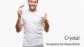  Presentation with credit cooperative - Amazing theme having customer excellence - young handsome man holding credit backdrop and a white colored foreground